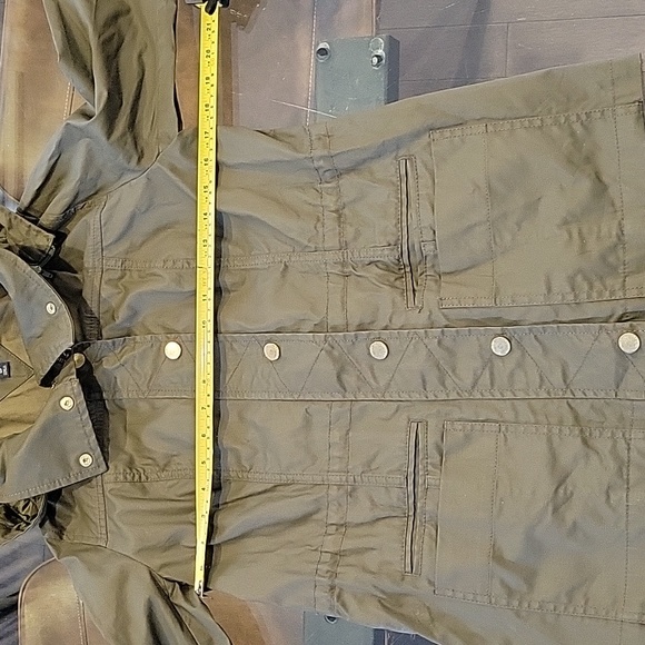 TOMMY HILFIGER spring fall coat, detachable hood, rain wind, green, small - Picture 3 of 16